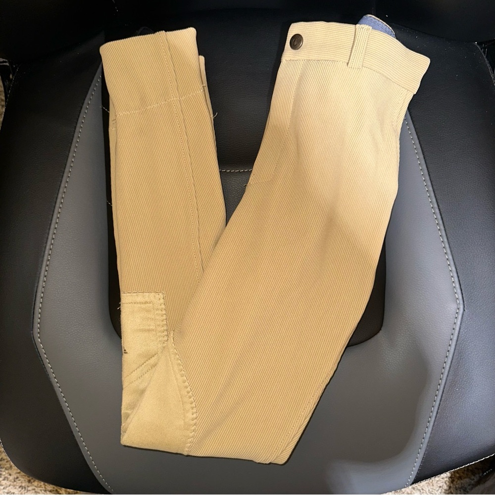 Tuffrider Tan Front Zip Knee Patch Riding Leggings